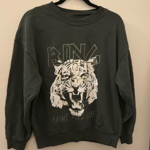 Anine Bing Dark Green Tiger sweatshirt 479